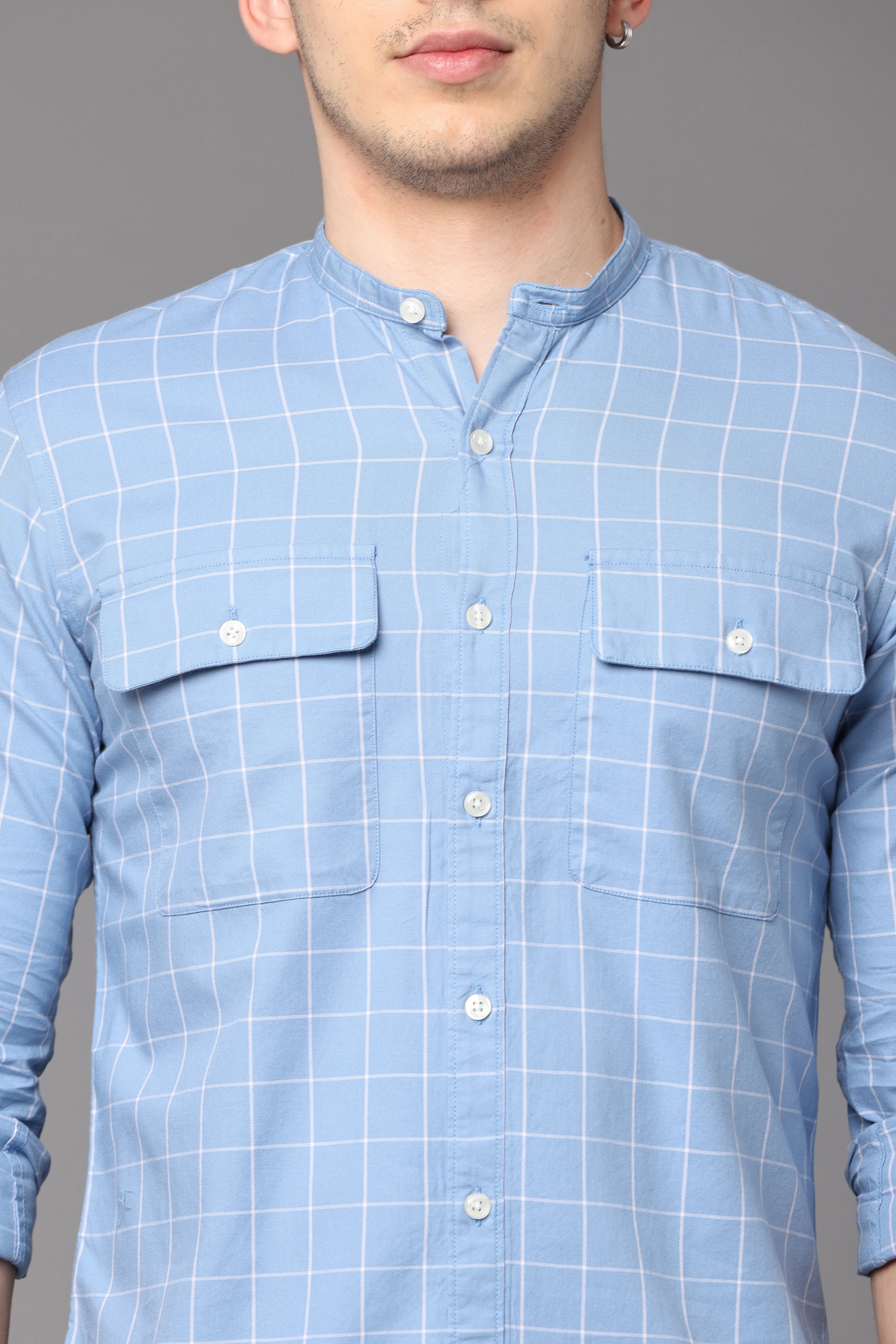 Beau Blue Check Shirt with Double Pocket Shirts Project 30 