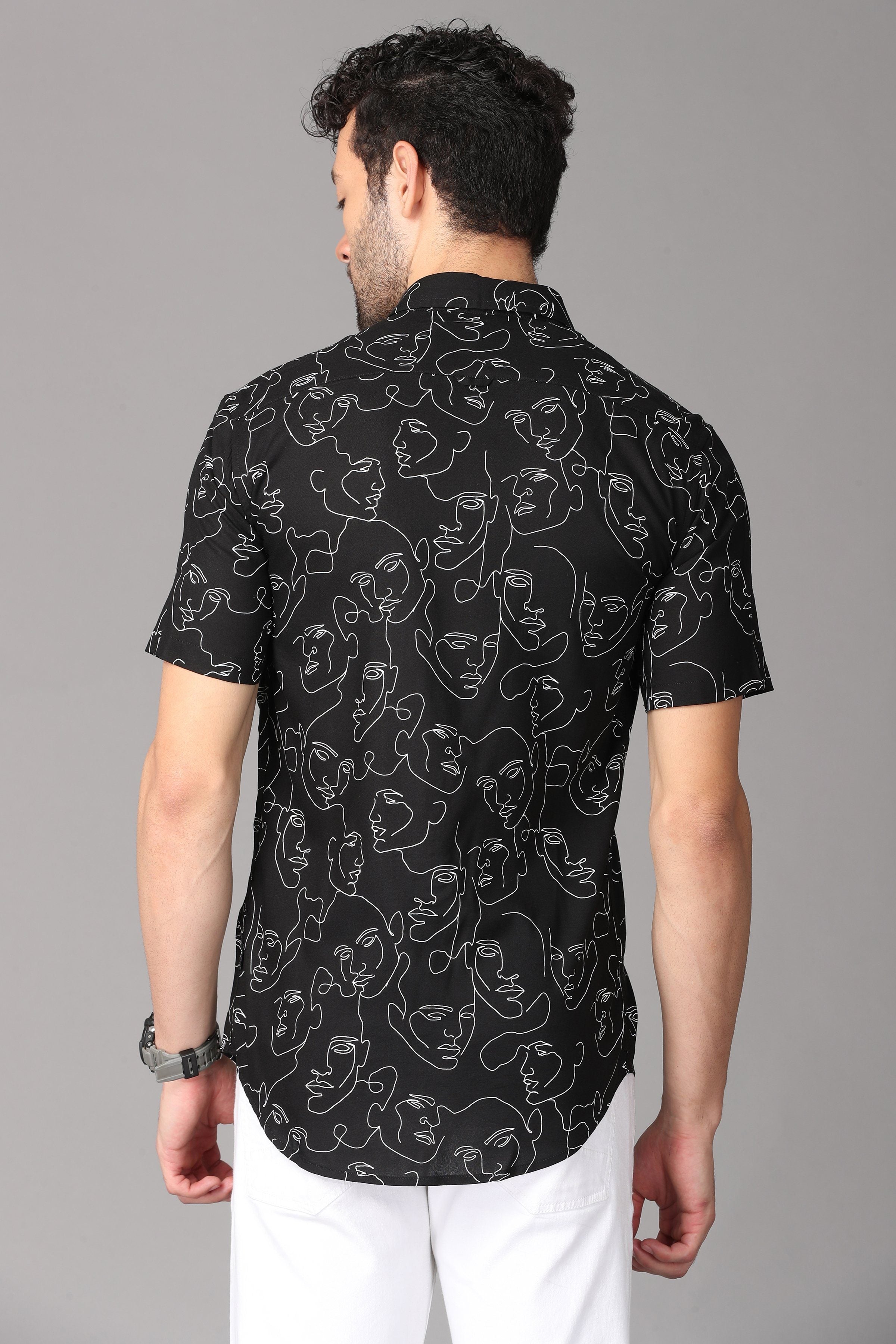 Black Pattern Shirt Shirts KEF 