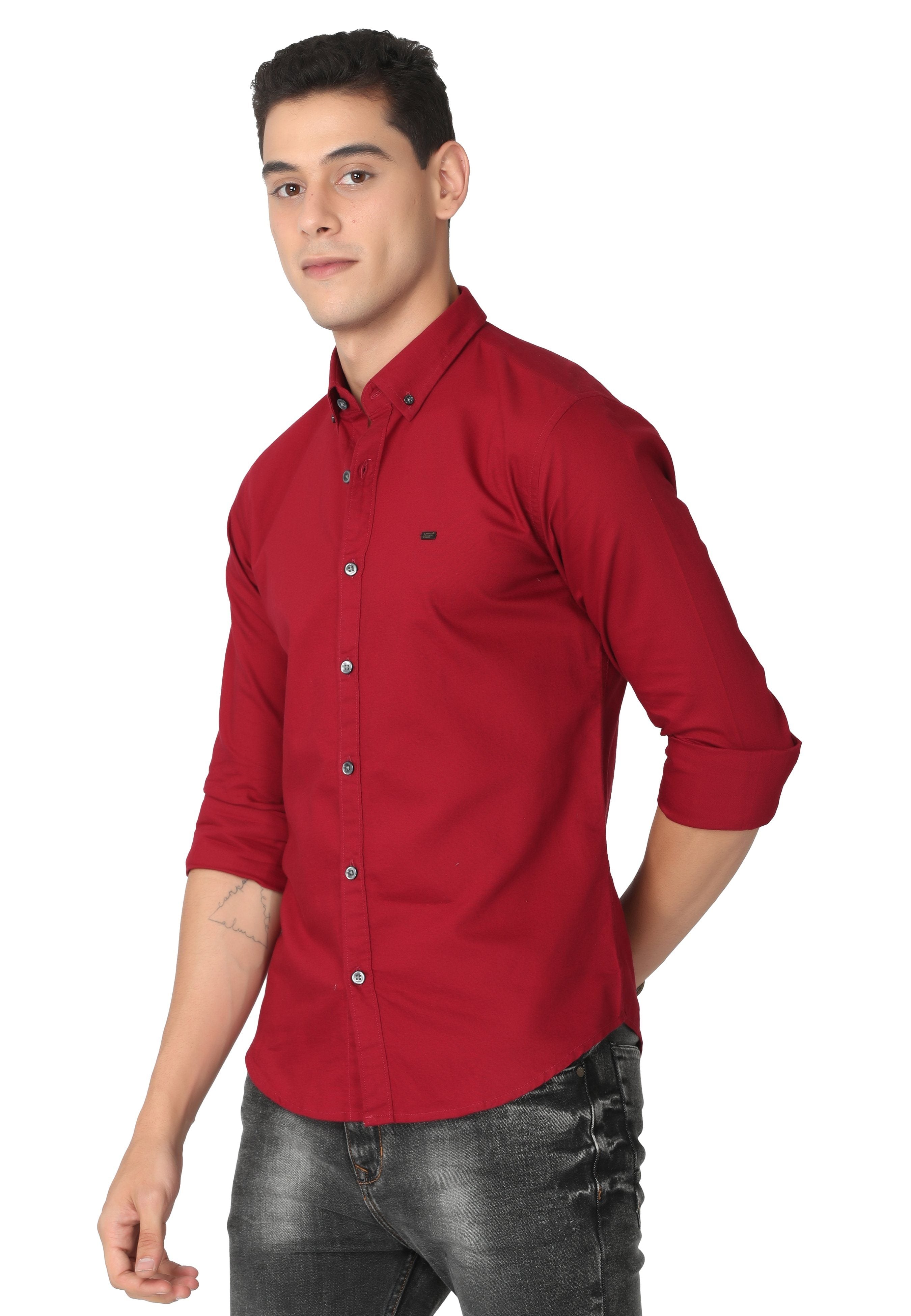 Dark Red Casual Shirt Shirts KEF 
