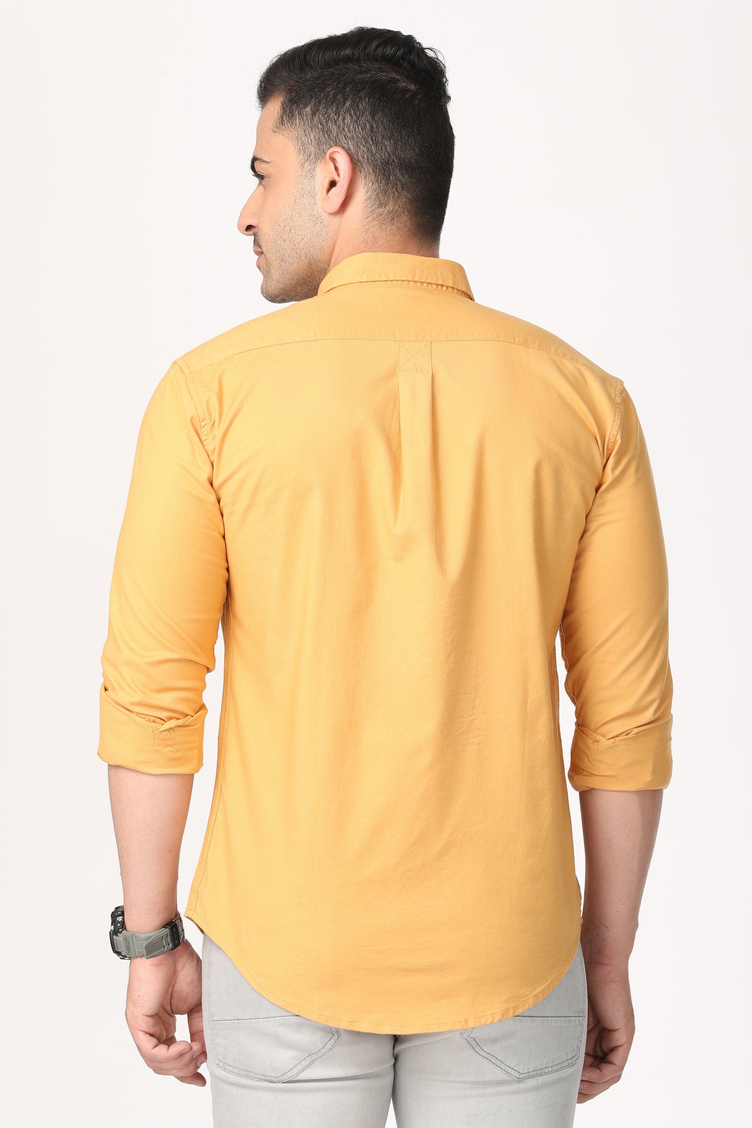 Energetic Yellow Plain Full Sleeve Shirt Shirts KEF 
