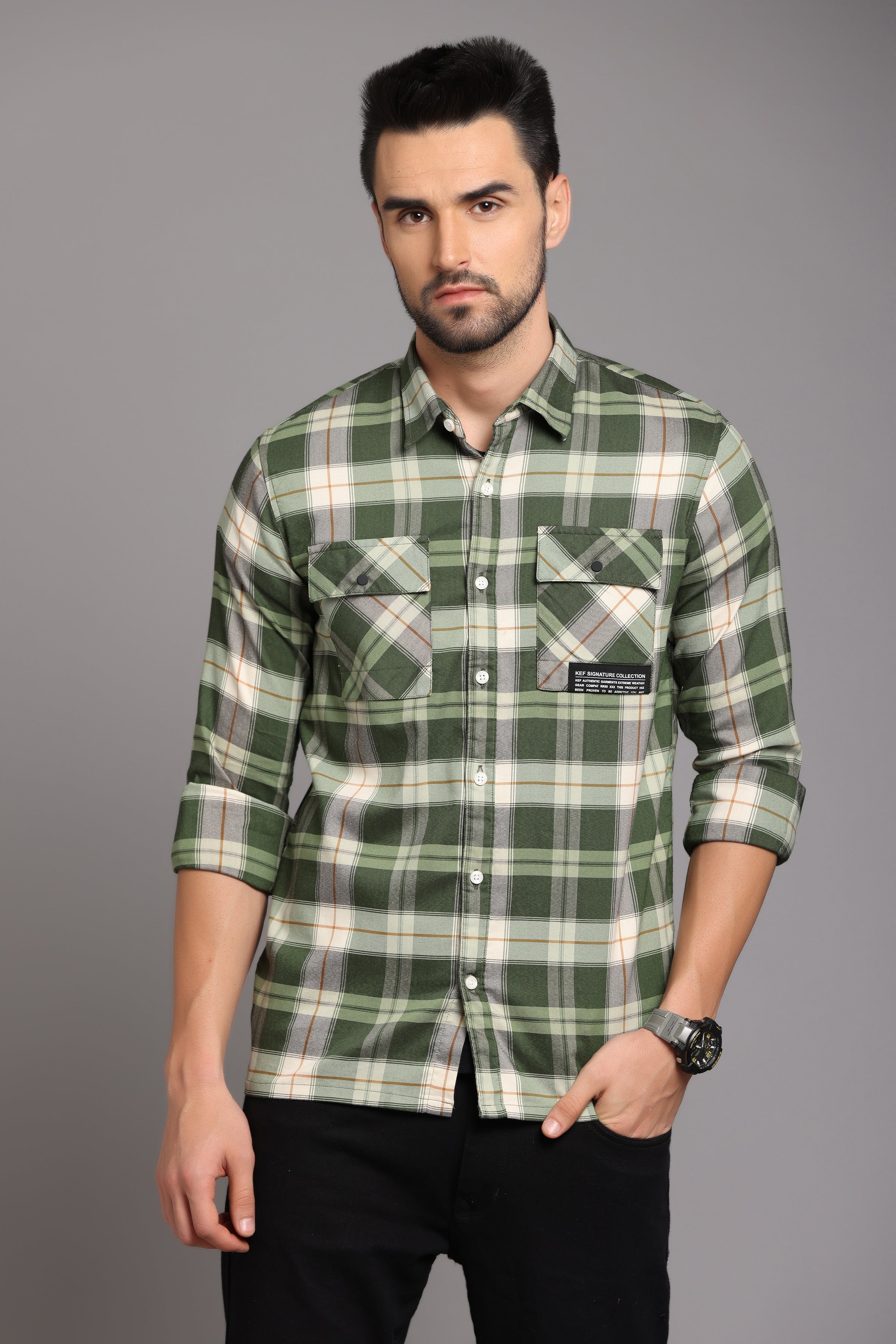 Green Check Full Sleeve Shirt Shirts KEF S 