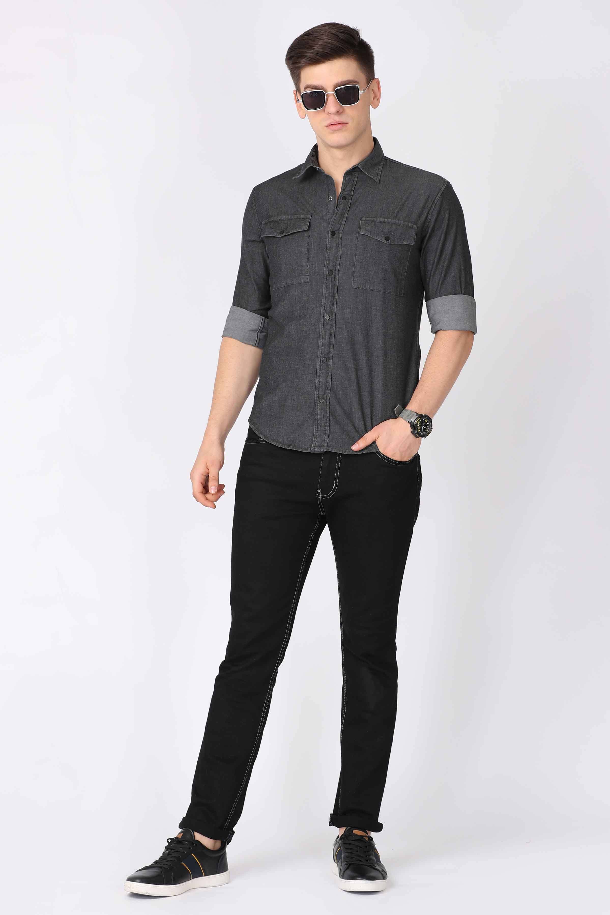 Grey Denim Shirt Shirts KEF 