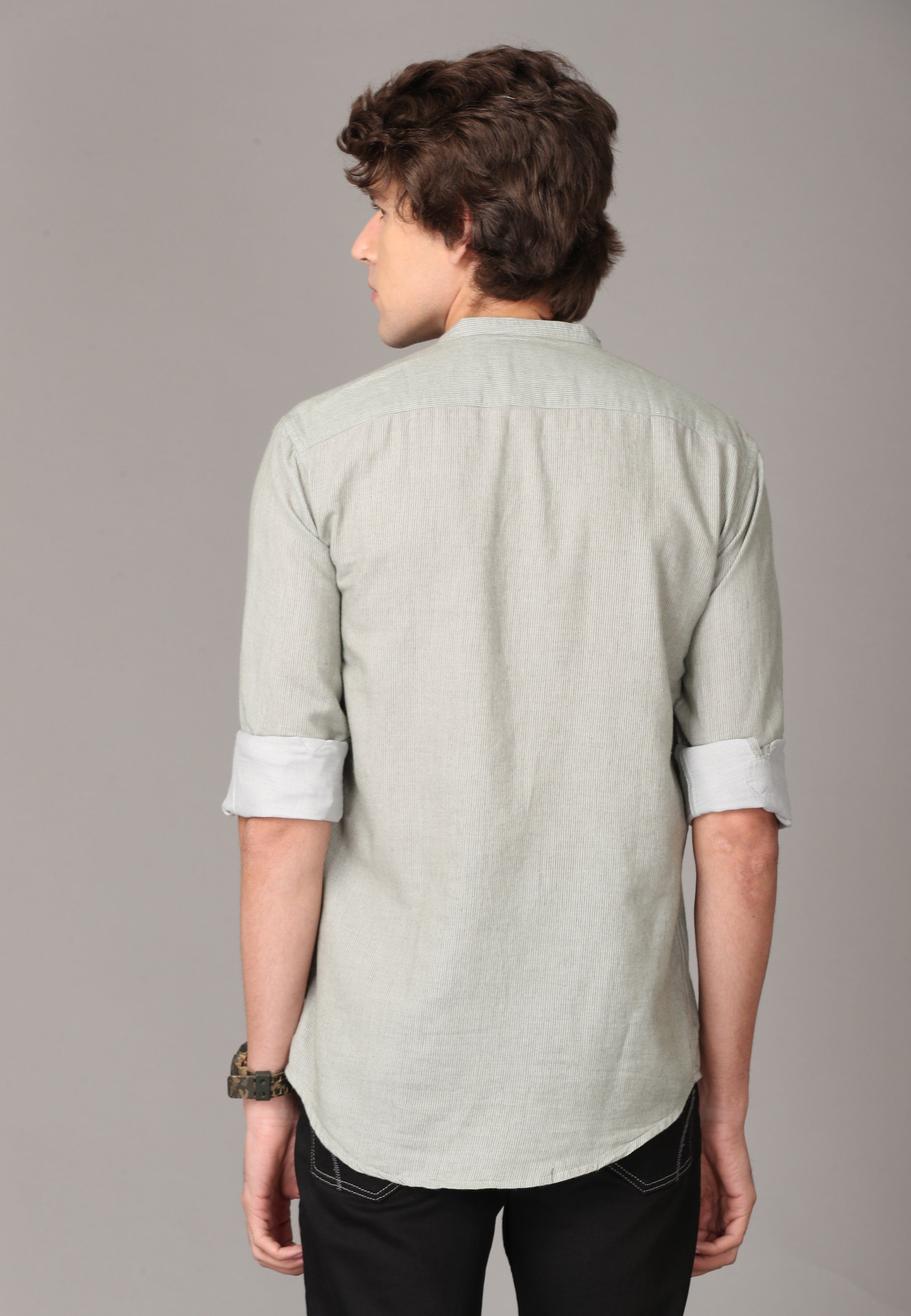 Light Ash Linen Full Sleeve Shirt Shirts KEF 