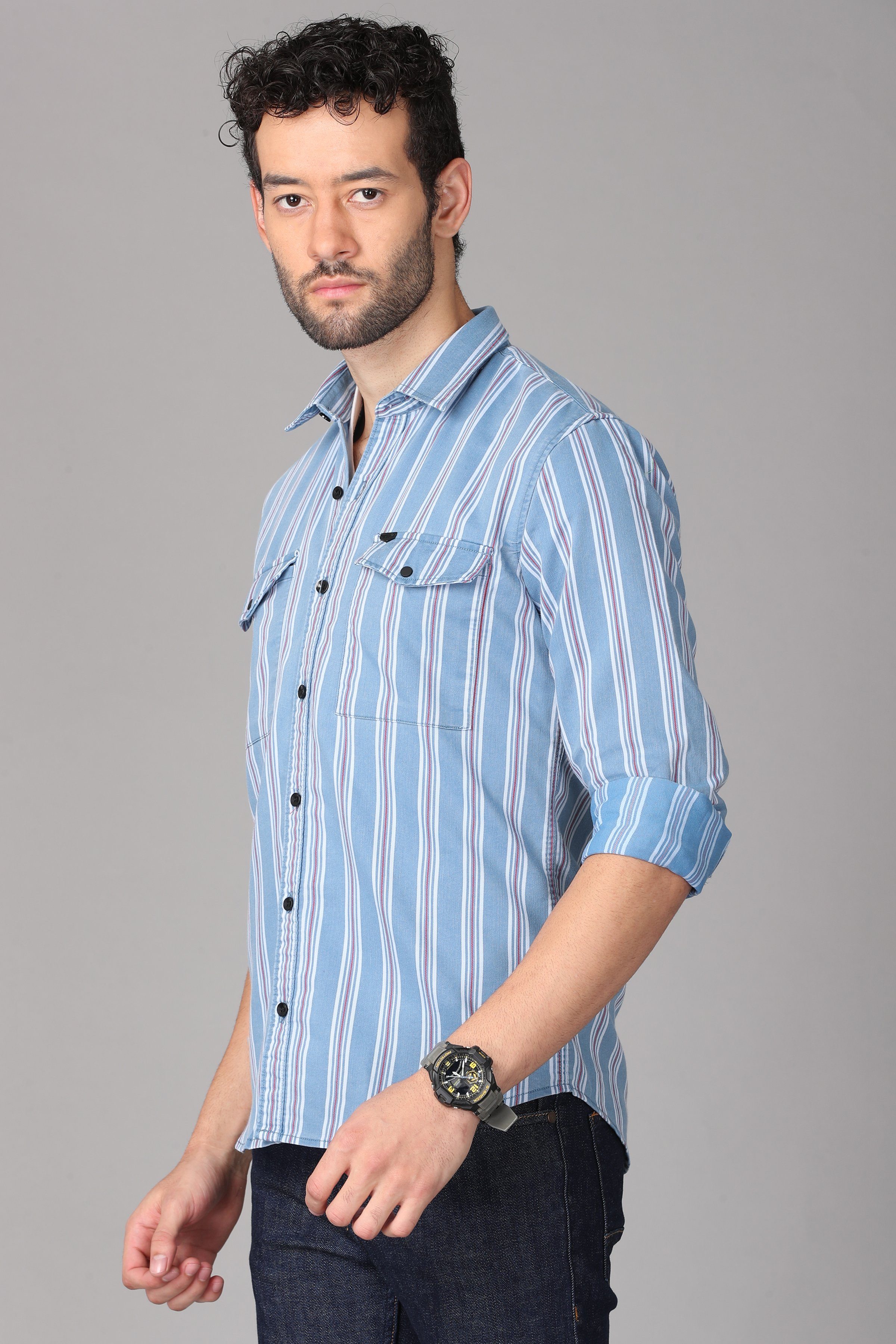 Light Blue Striped Shirt Shirts KEF 