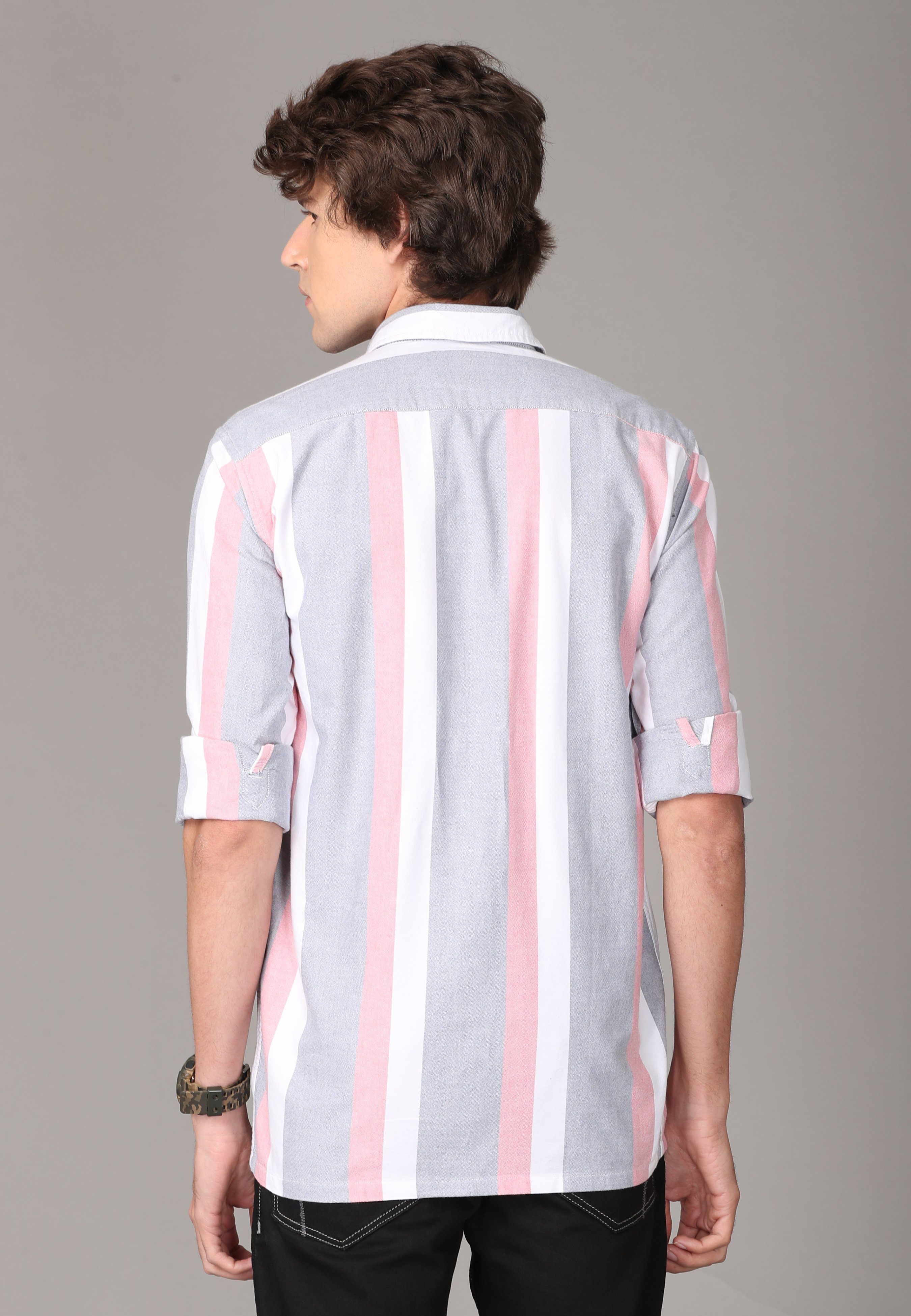 Pink, Grey and White Triple Combo Full Sleeve Shirt Shirts KEF 