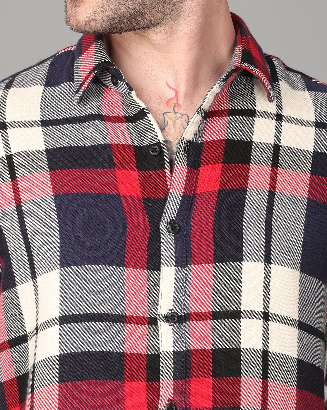 Red, Blue & White Flannel Shirts Shirts KEF 