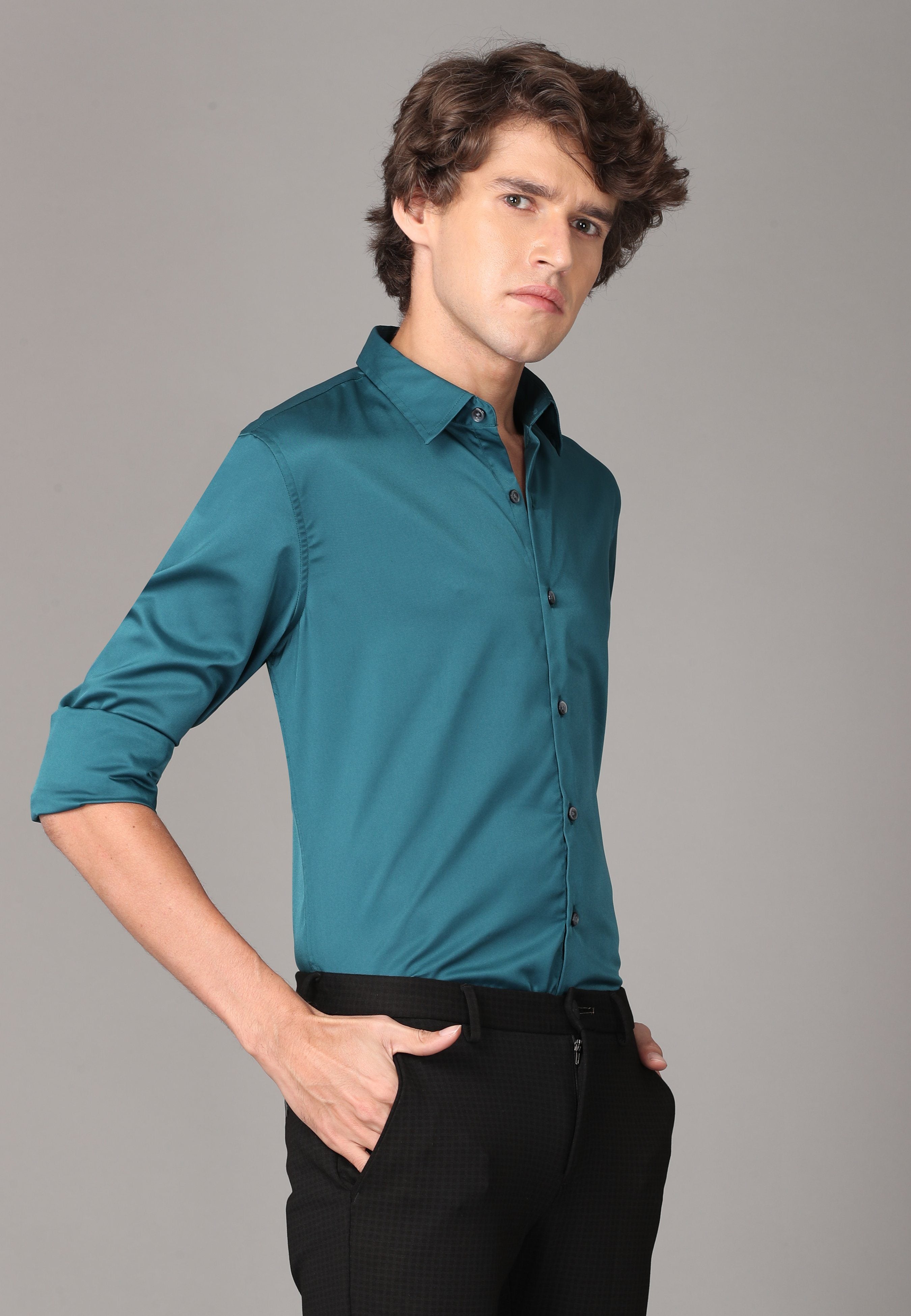 Silk Green Full Sleeve Shirt Shirts KEF 