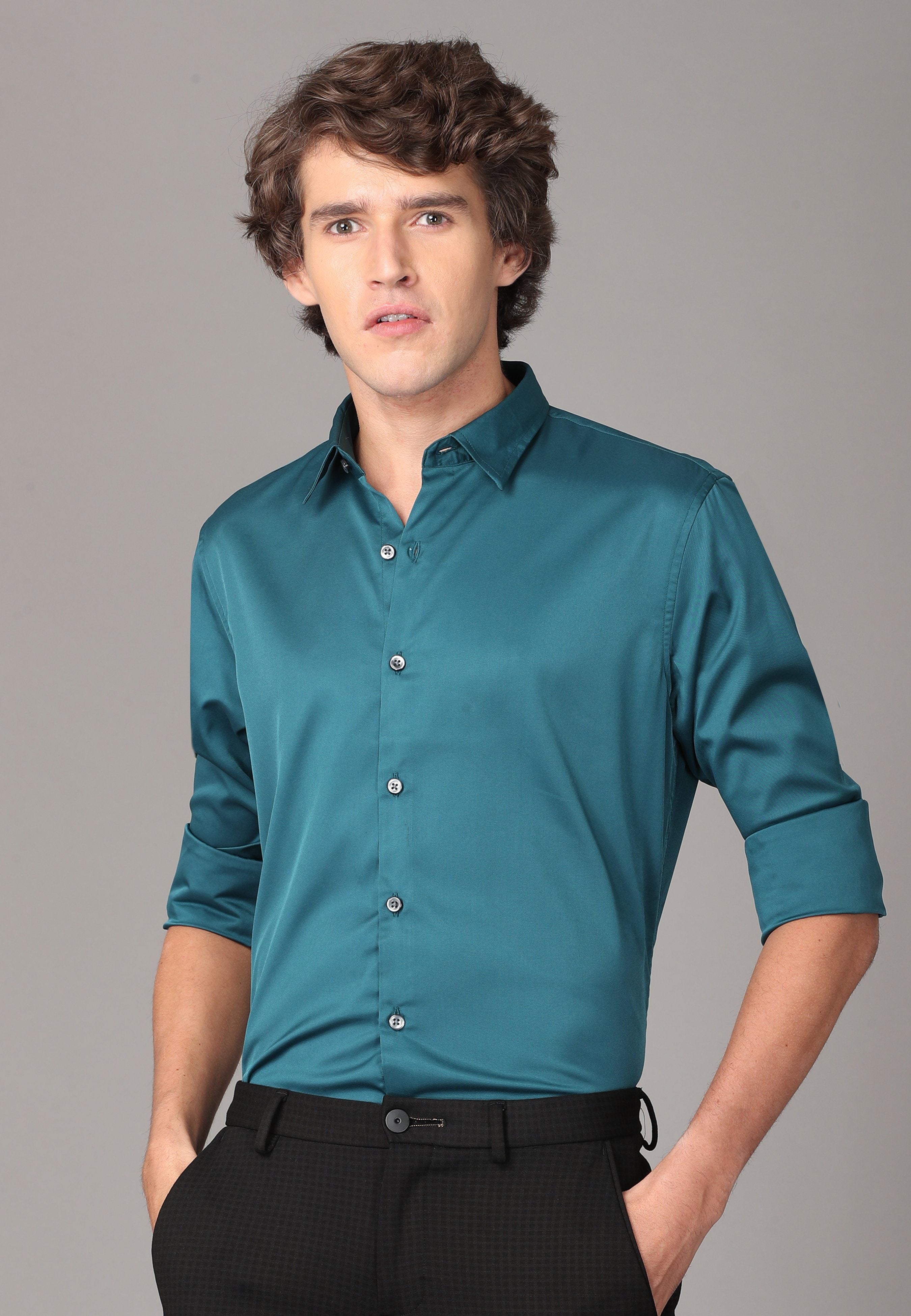 Silk Green Full Sleeve Shirt Shirts KEF S 