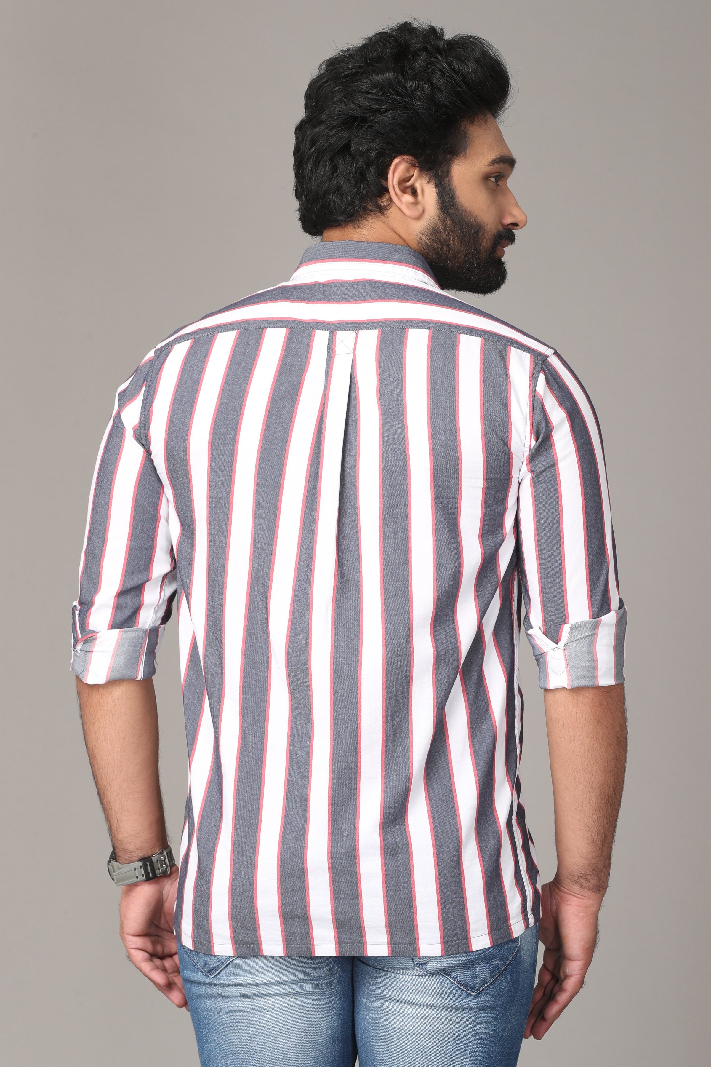 Triple Striped Full Sleeve Shirt Shirts KEF 