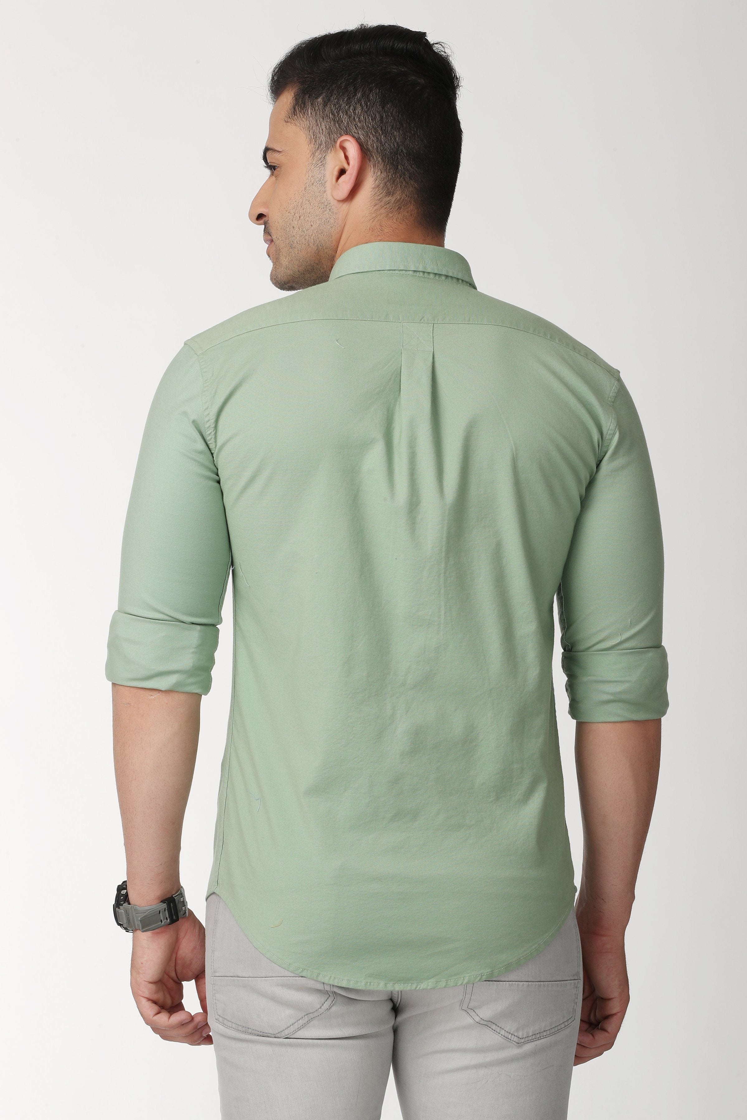 Unique Green Plain Full Sleeve Shirt Shirts KEF 
