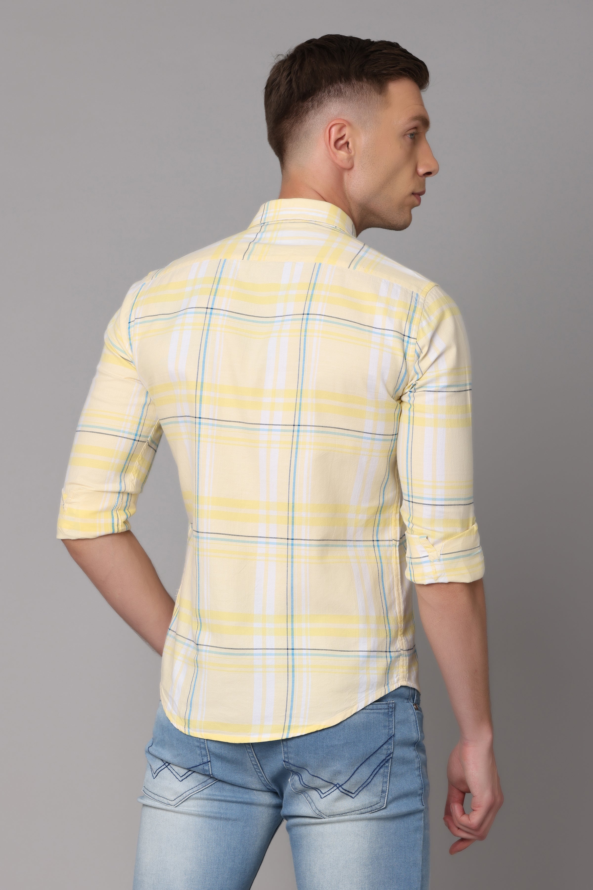 Yellow Check Full Sleeve Shirt Shirts KEF 