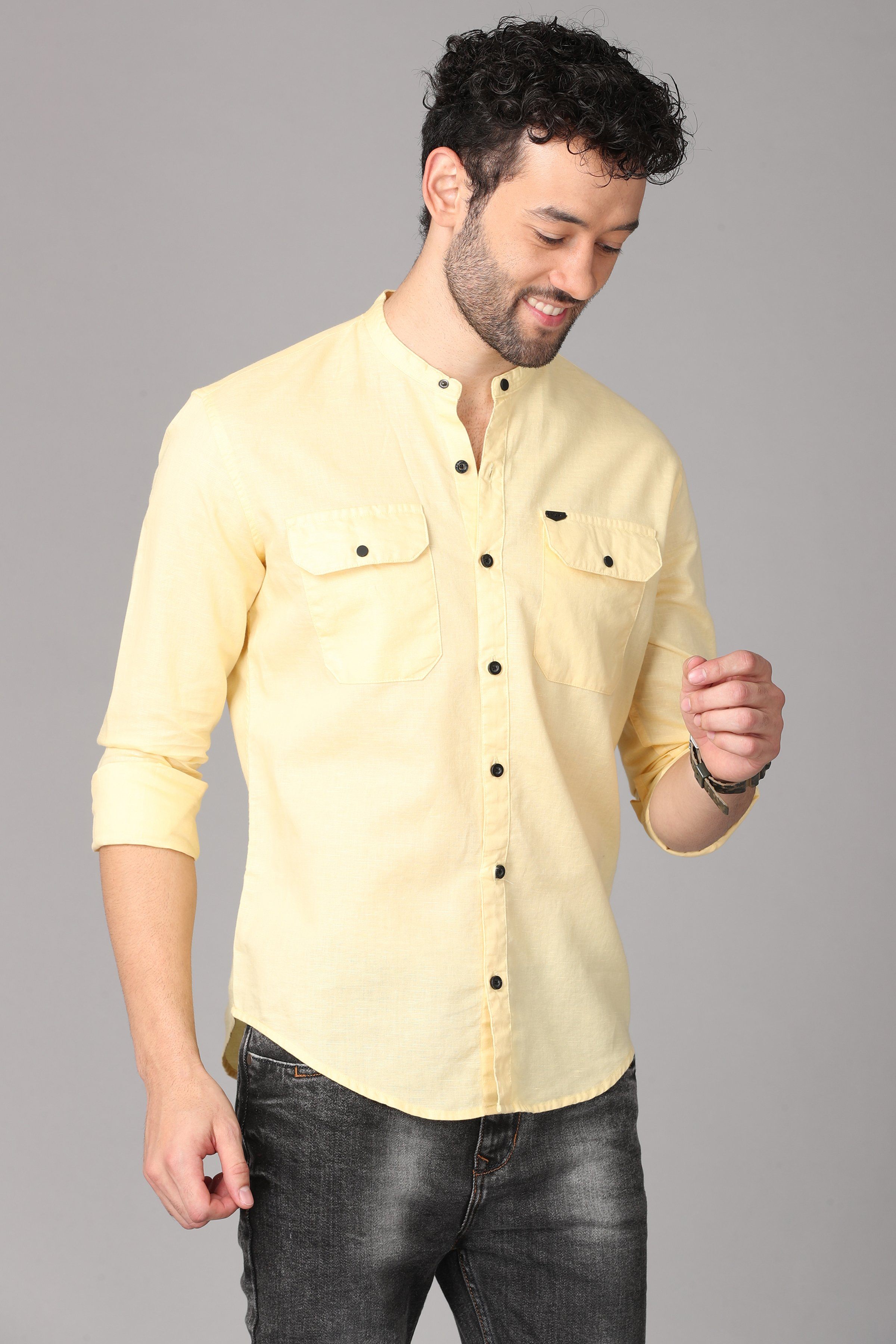Yellow Linen Shirt Shirts KEF 